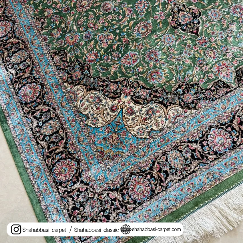 خرید فرش ابریشمی سبز