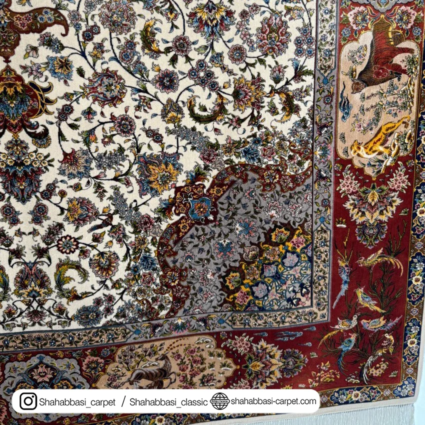 خرید فرش ابریشمی کرم