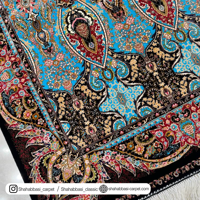 خرید فرش تمام ابریشم مشکی