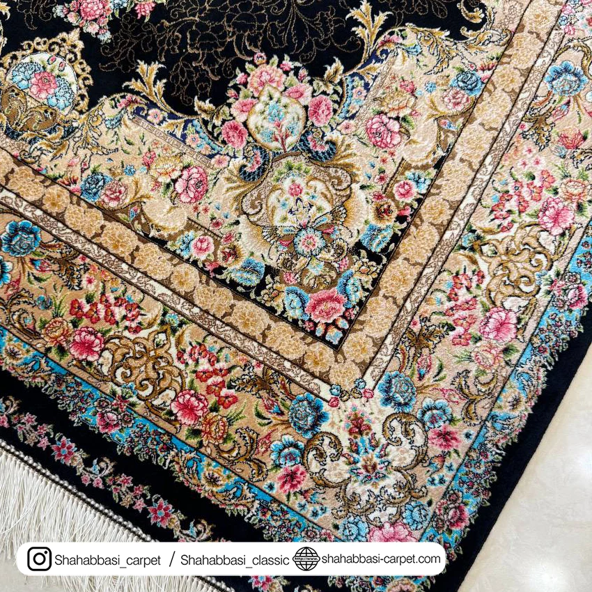 خرید فرش تمام ابریشم مشکی