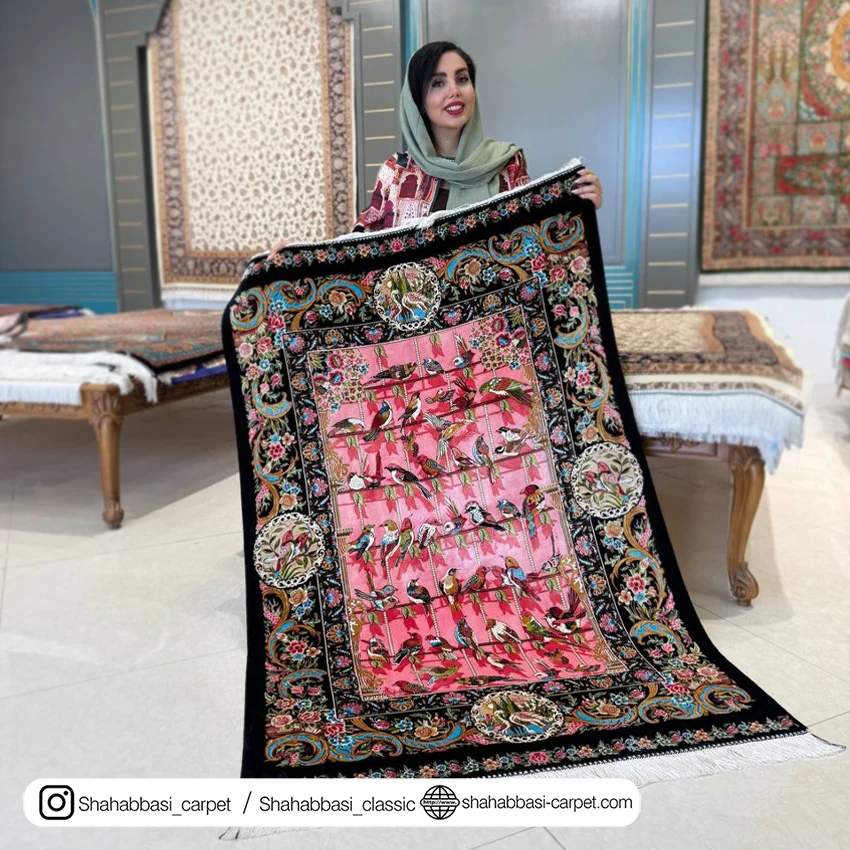 فرش تمام ابریشم کد ۲۲۱ مشکی