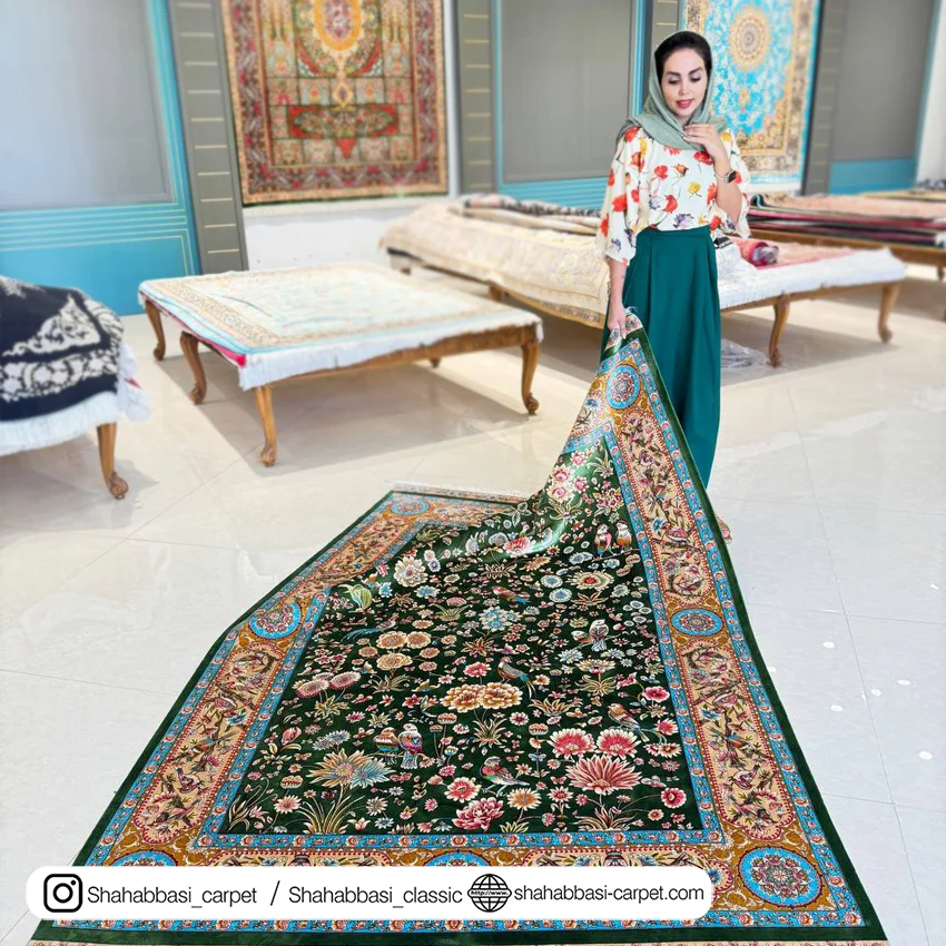 فرش تمام ابریشم کد ۲۵۱ سبز