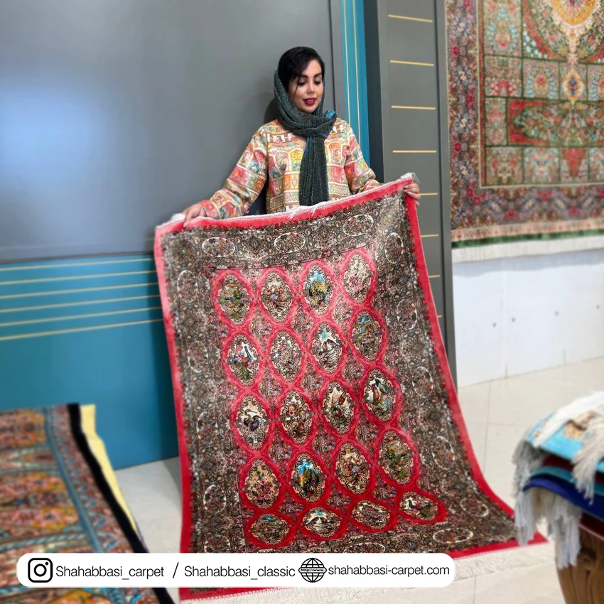 فرش تمام ابریشم کد ۲۲۹ گلبهی