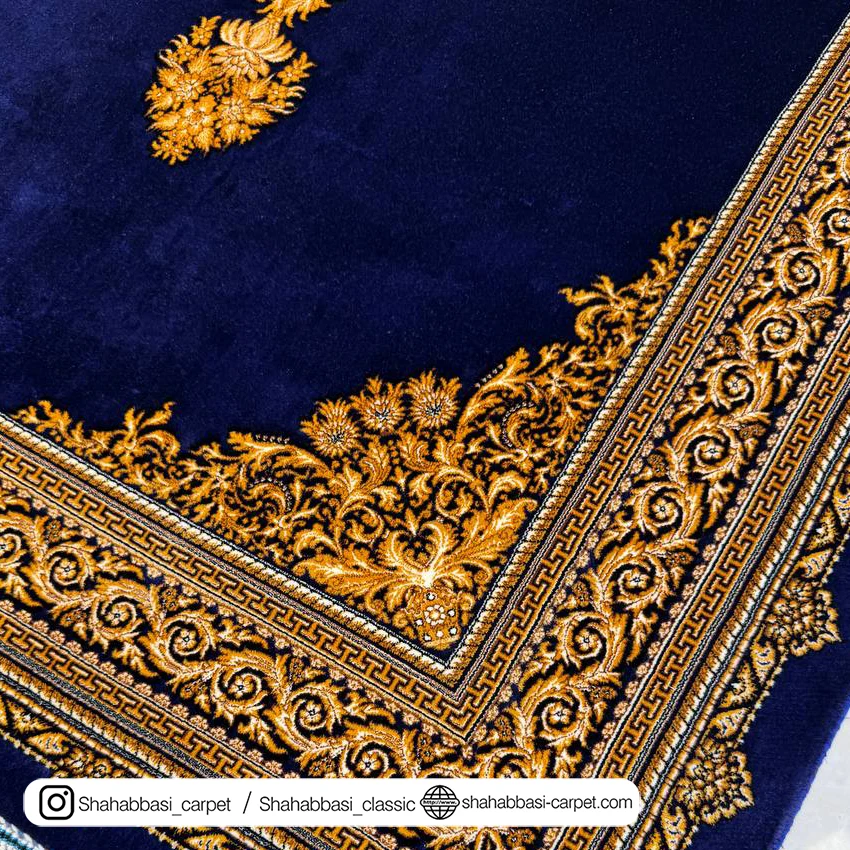 فرش ماشینی آبی کاربنی