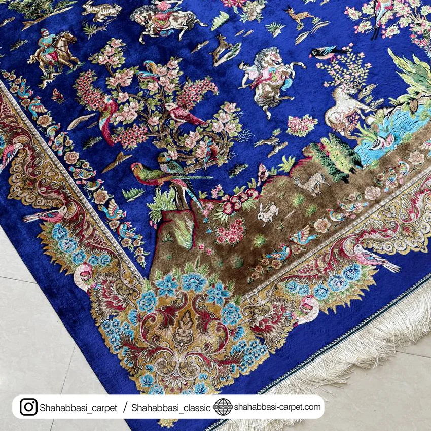 فرش ماشینی ابریشم شکارگاه