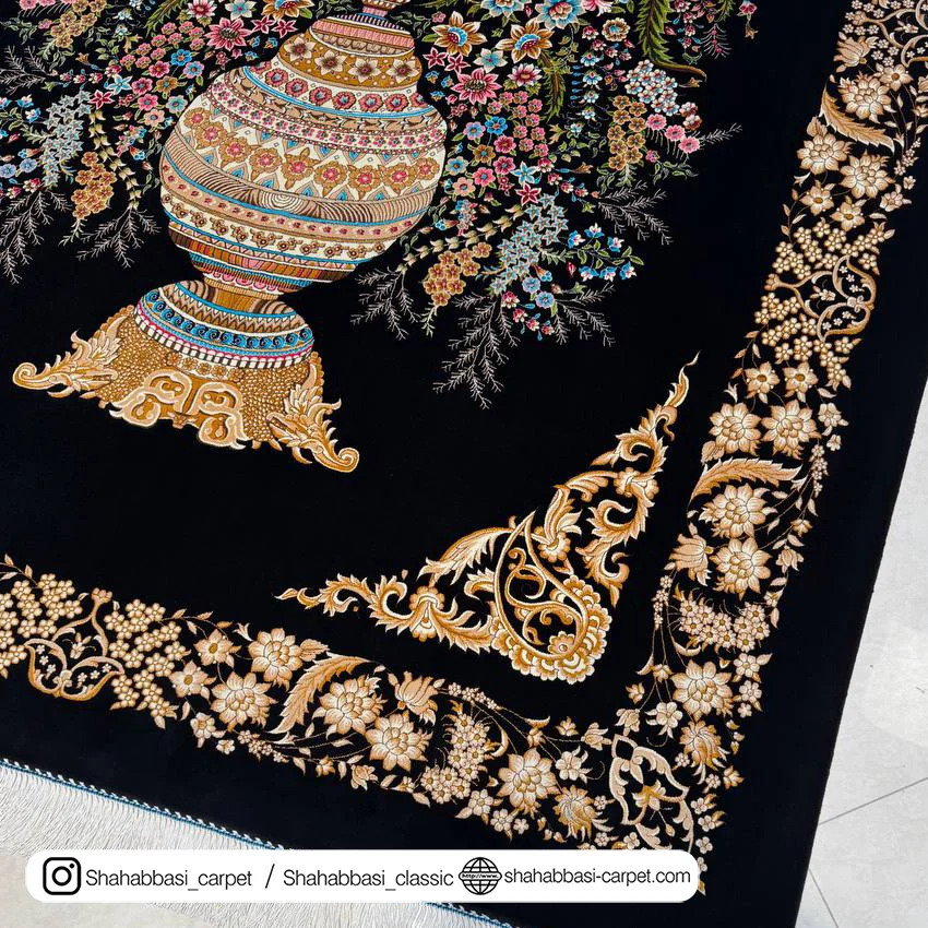 فرش ماشینی ابریشمی مشکی