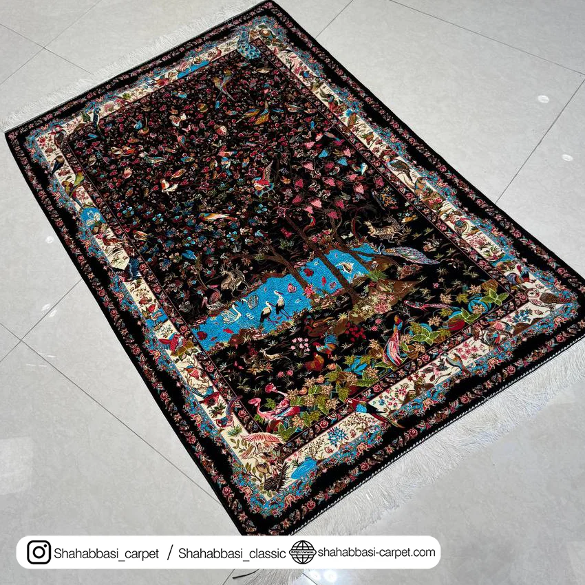 فرش ماشینی مشکی ابریشمی