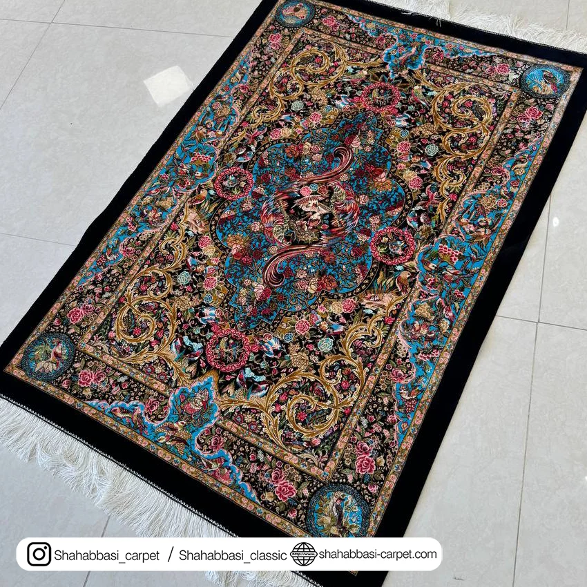 فرش ماشینی مشکی ابریشمی