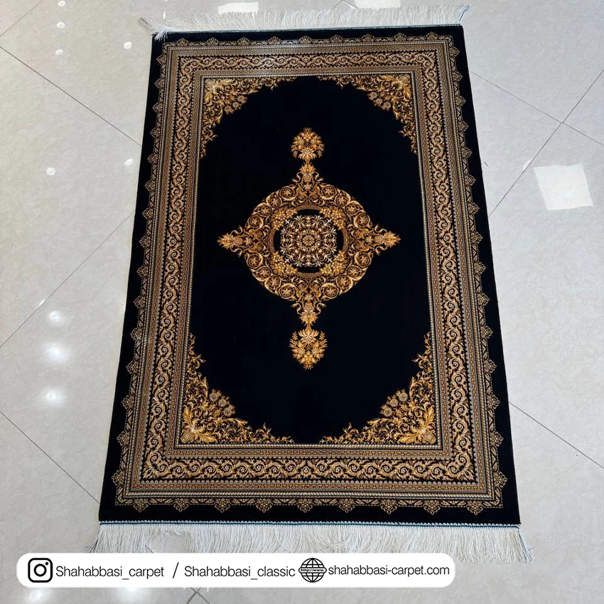 فرش ماشینی مشکی ابریشمی