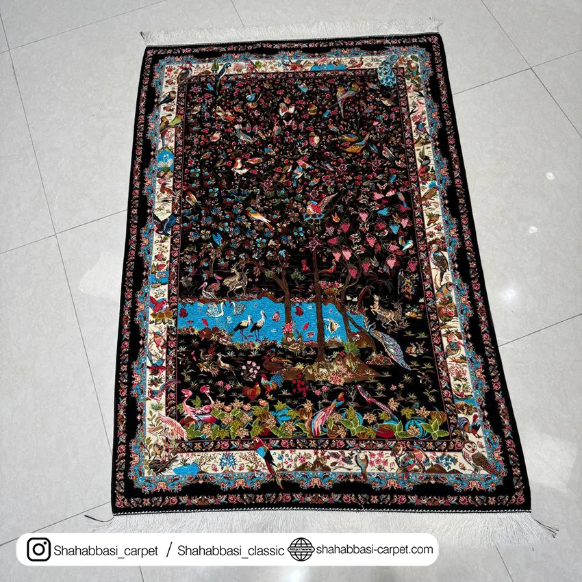 فرش مشکی تمام ابریشم