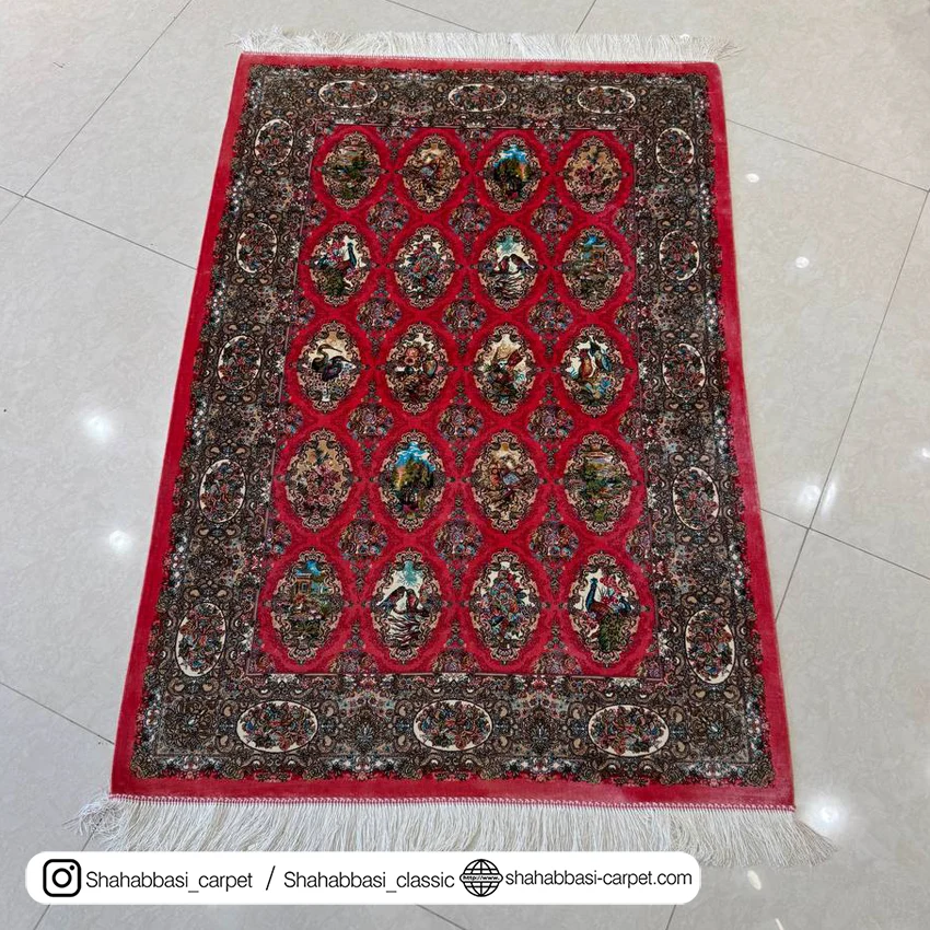 فرش گلبهی ابریشم