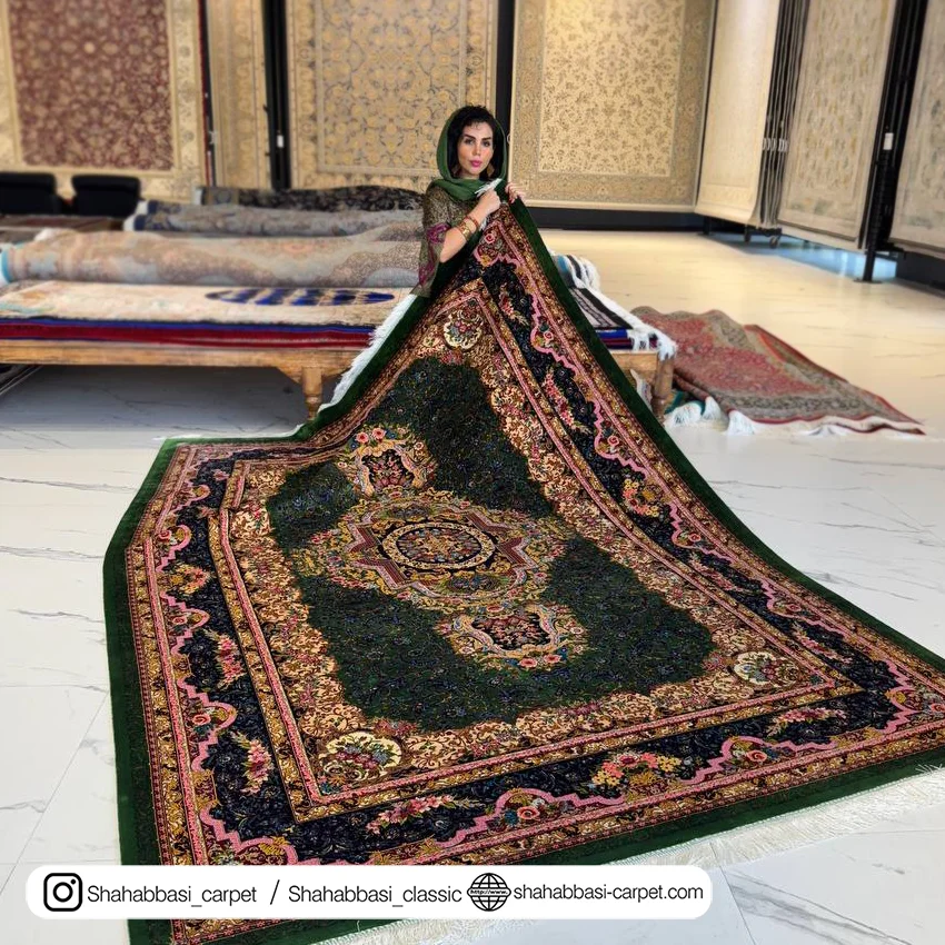 فرش تمام ابریشم کد ۲۶۰ سبز